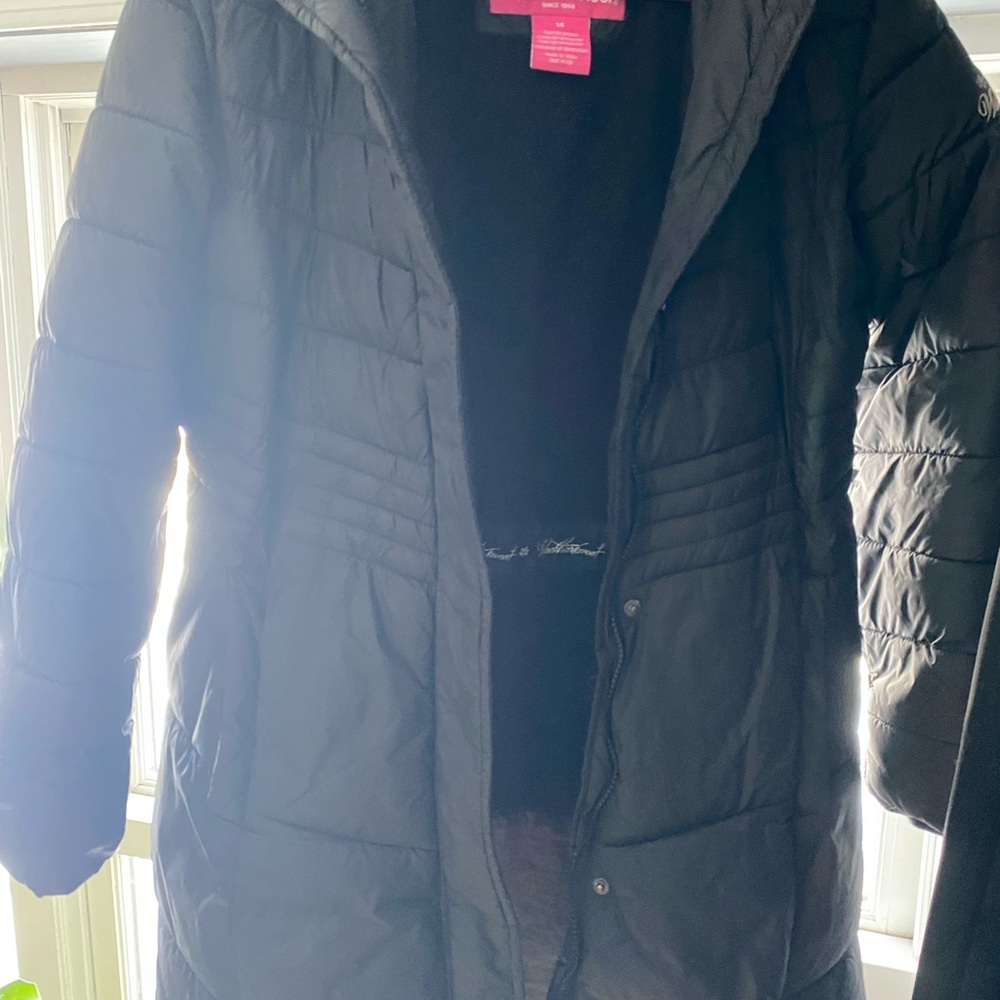 Black Puffer Jacket with Hood and Long Length
